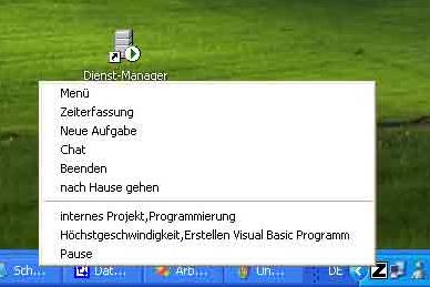 Bedienen über die Taskleiste